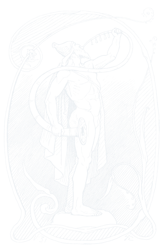 Heimdall blowing the Gjallarhorn, a 19th-century pen illustration.